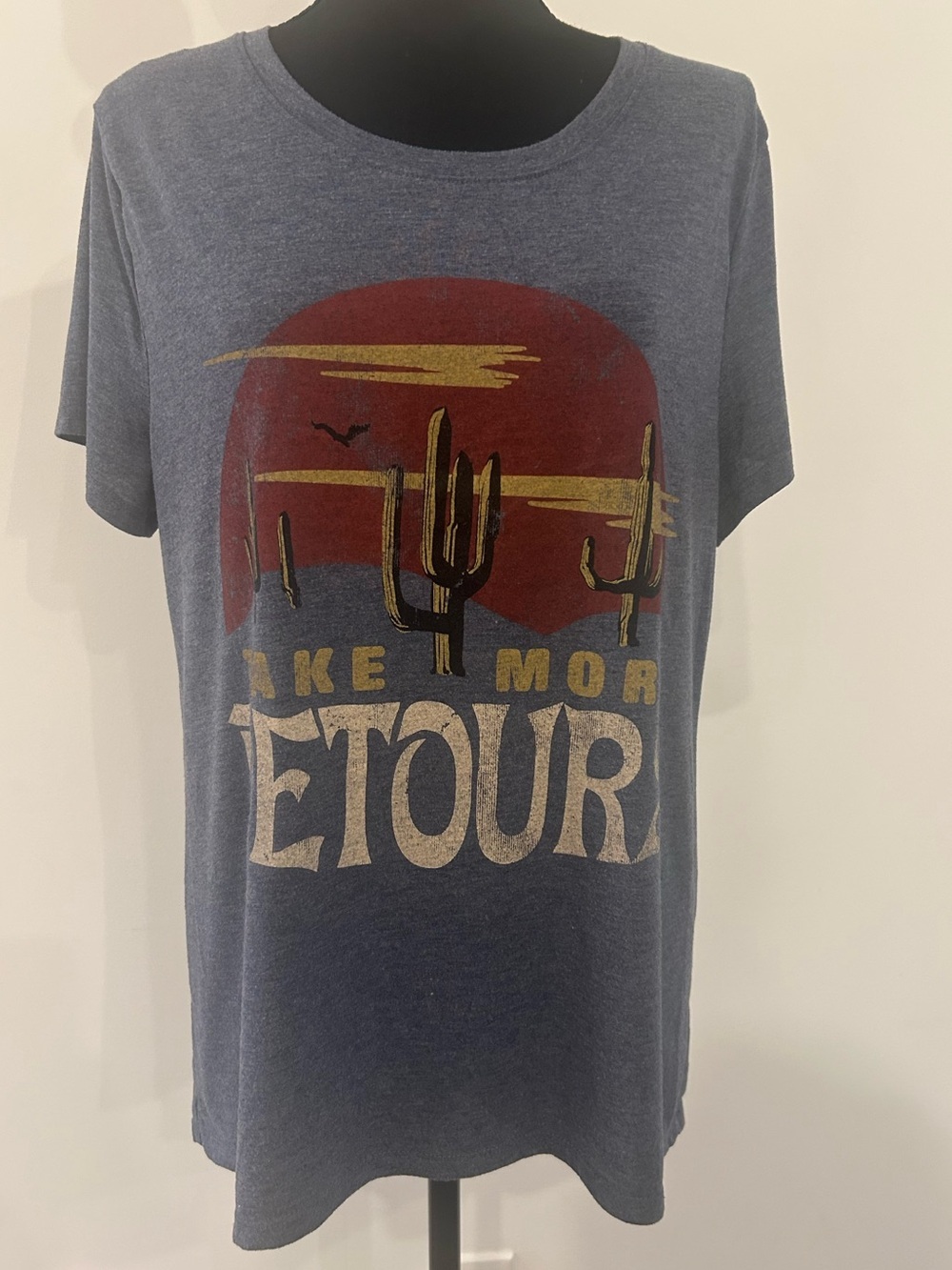 Zoe + Liv Take More Detours Desert Graphic Tee 2XL Heather Blue T-Shirt